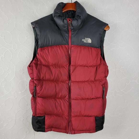 The North Face Other - The North Face Mens Vest Size S Red Black 550 Nupste Goose Down Puffer Full Zip